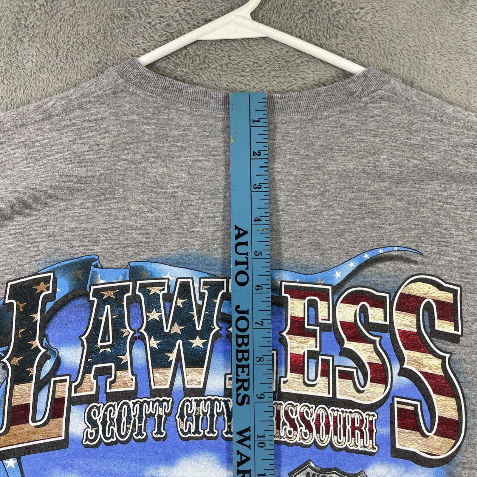 Biker Motorcycle Shirt Adult XL Gray Lawless Scott City MO Graphic Tee SS