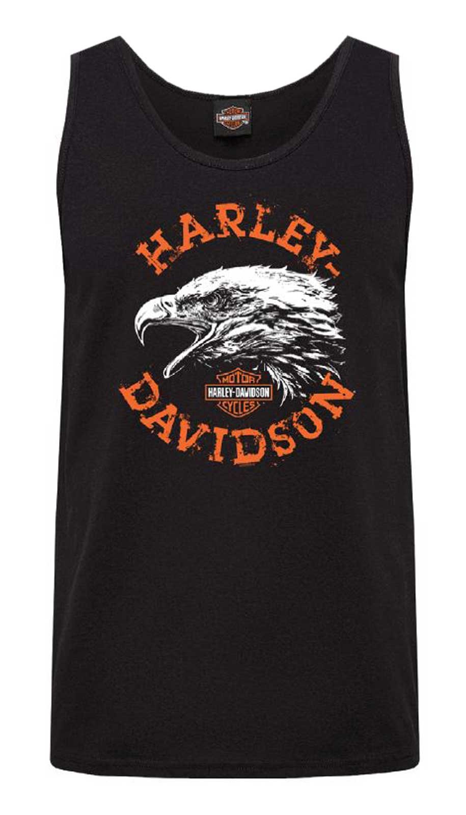 Harley-Davidson Men’s Distressed Onward Eagle Sleeveless Cotton Tank Top, Black