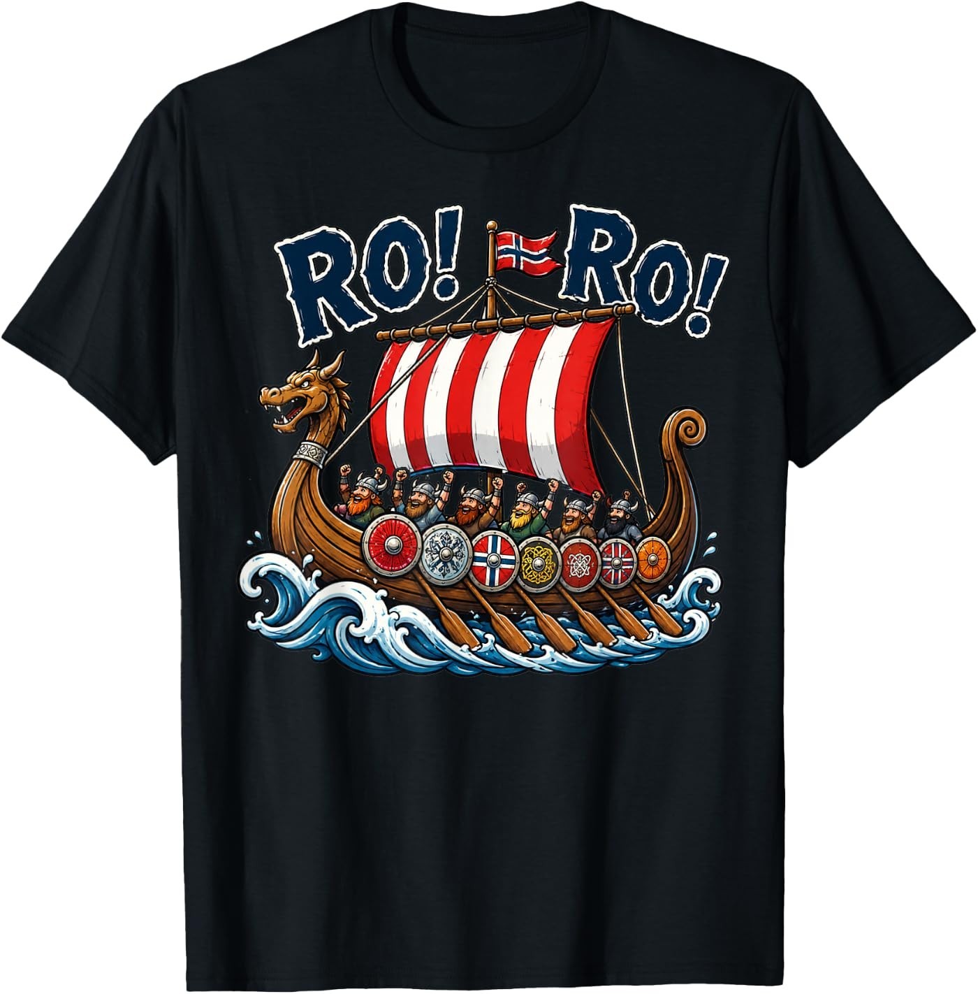 Retro Ro Ro Norway Viking Ship Soccer Norwegian Fan Tee T-Shirt