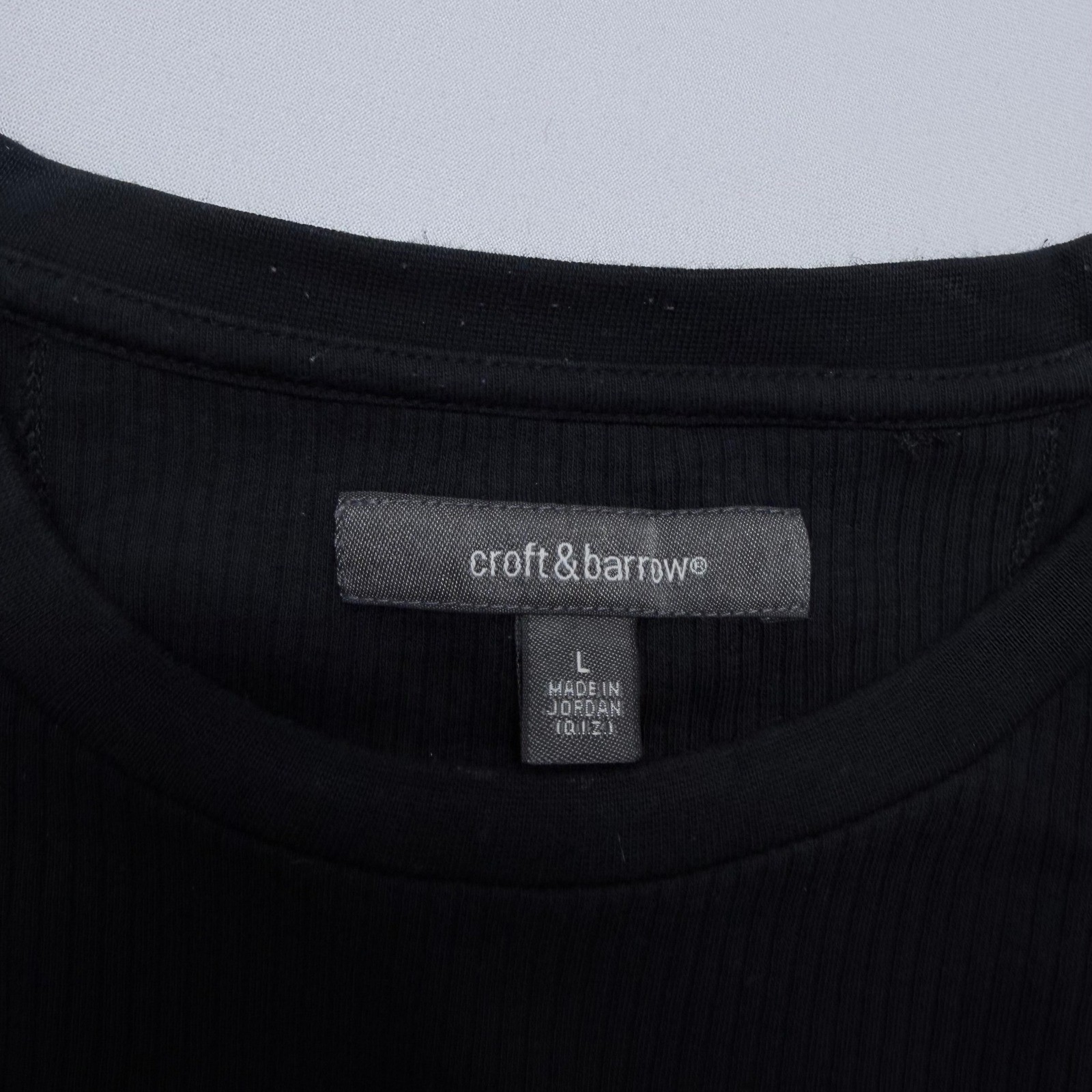 Croft & Barrow Mens Ribbed 100% Cotton Short Sleeve T-Shirt Black Large