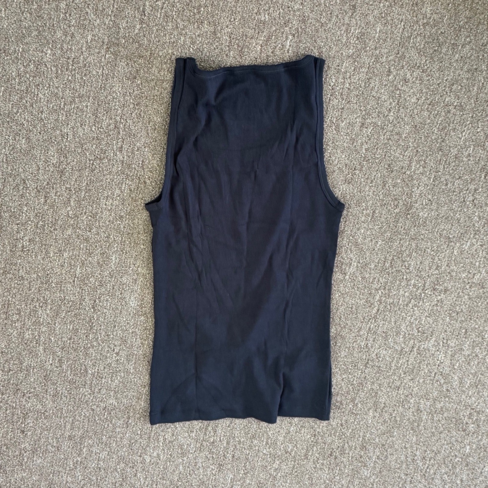 SKIMS Mens Cotton Rib Tank Top Onyx Black Ribbed Scoop Neck TP-TNK-5788M Size M