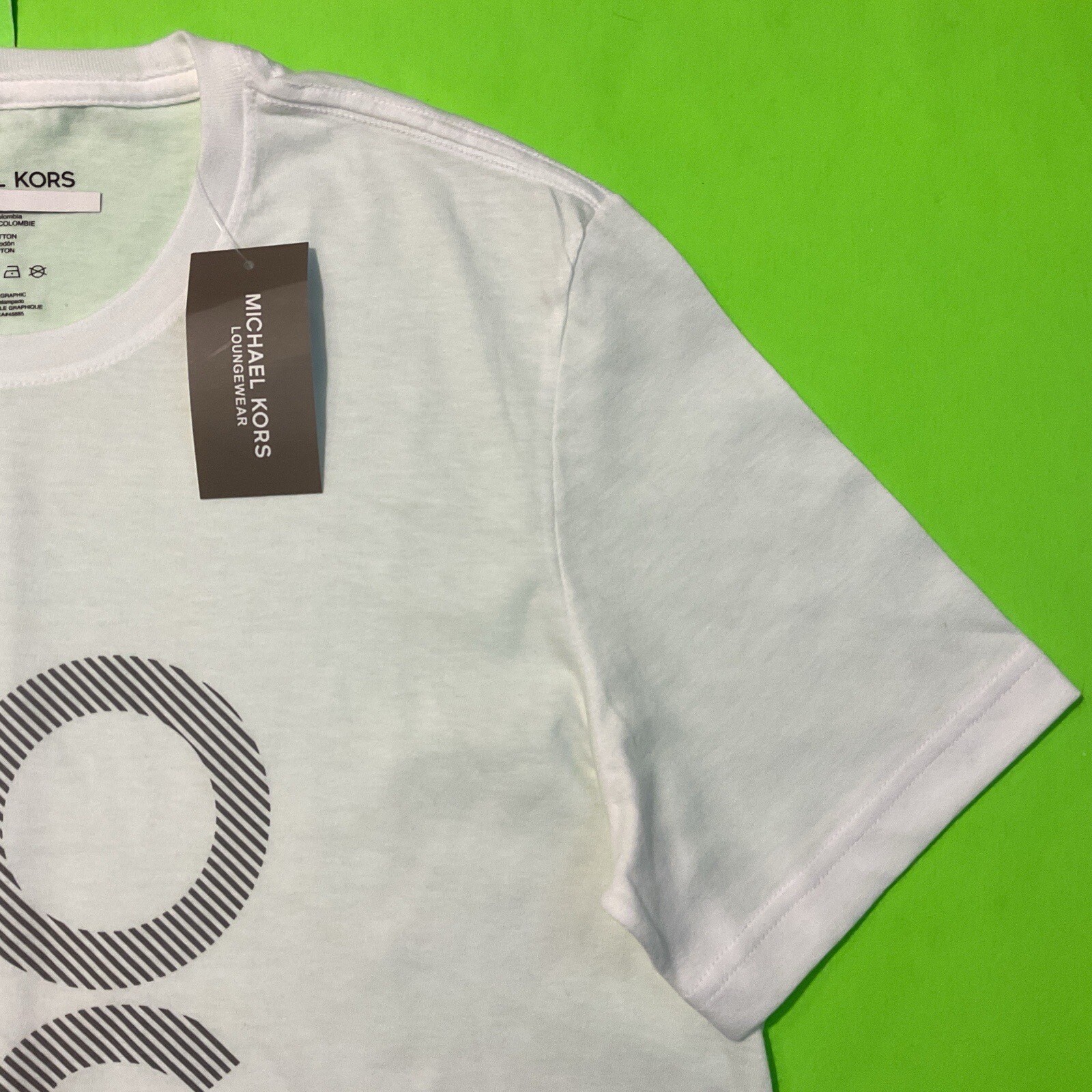MICHAEL KORS Men’s Short Sleeve T-Shirt Size MEDIUM White w/Black NEW