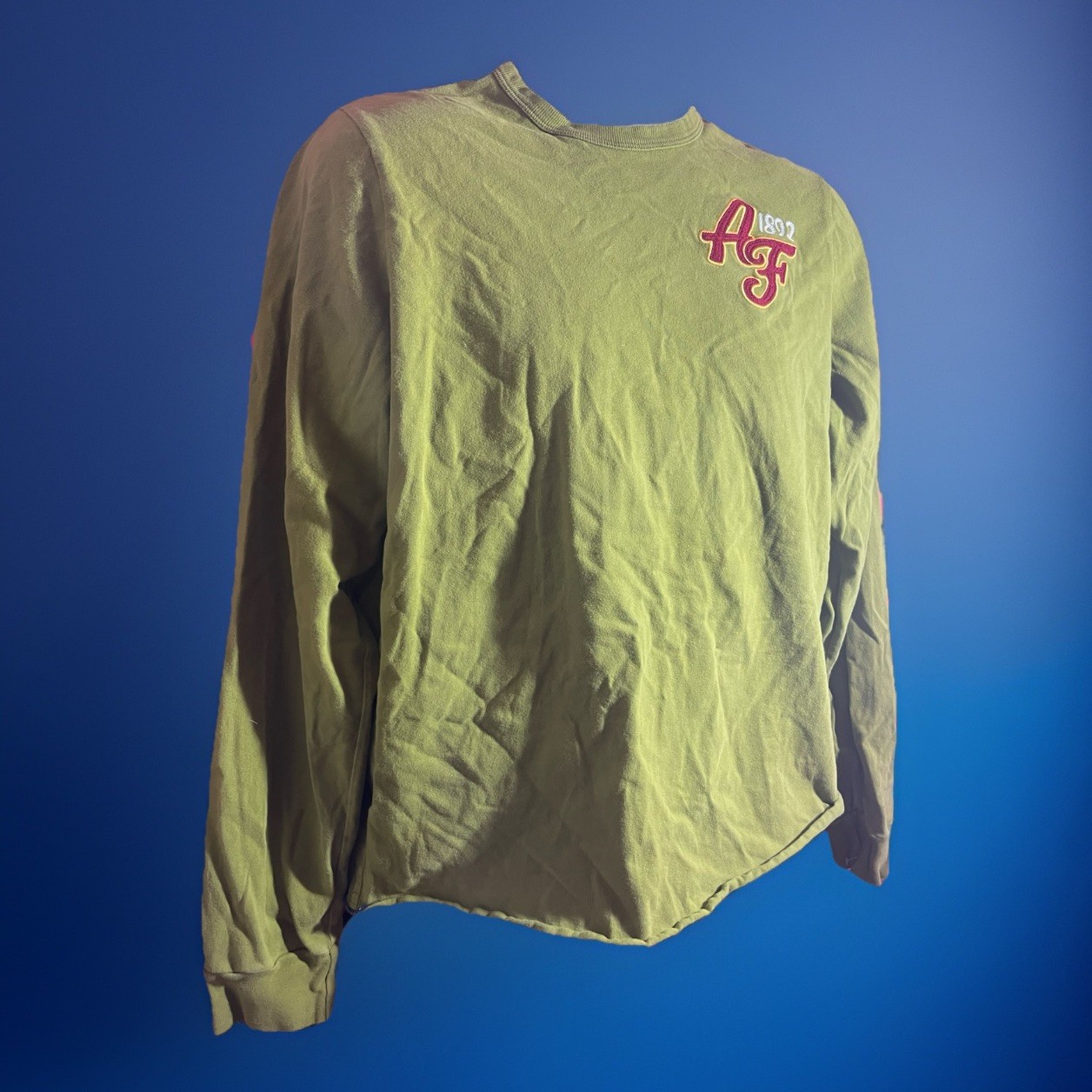 Abercrombie & Fitch VTG Long Sleeve Tee Apple Green Chest Logo Men’s Size Large