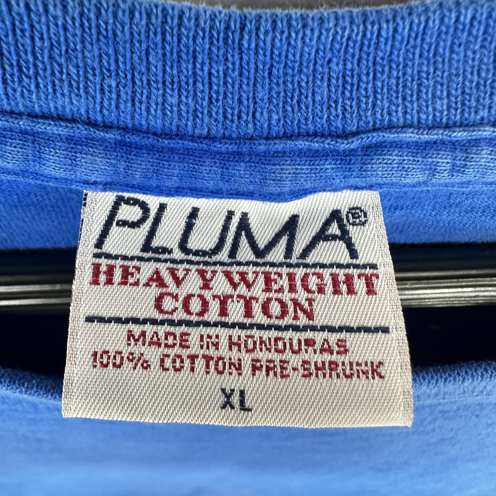 Vintage Pluma Shirt Mens XL Blue Heavyweight Cotton Crewneck Solid Blank Tee 90s
