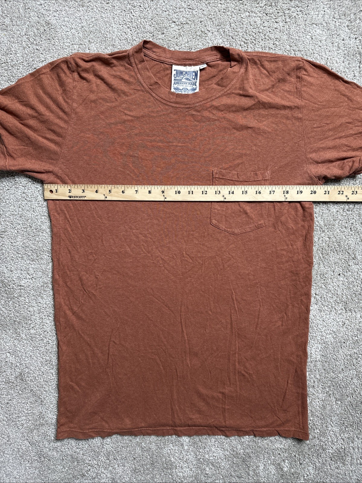 Jungmaven Pocket T Shirt Men’s L Tee Burnt Orange Hemp Cotton Made in USA