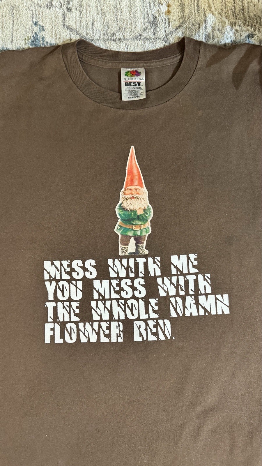 Vintage Fruit of the Loom Brown Gnome Graphic T-Shirt