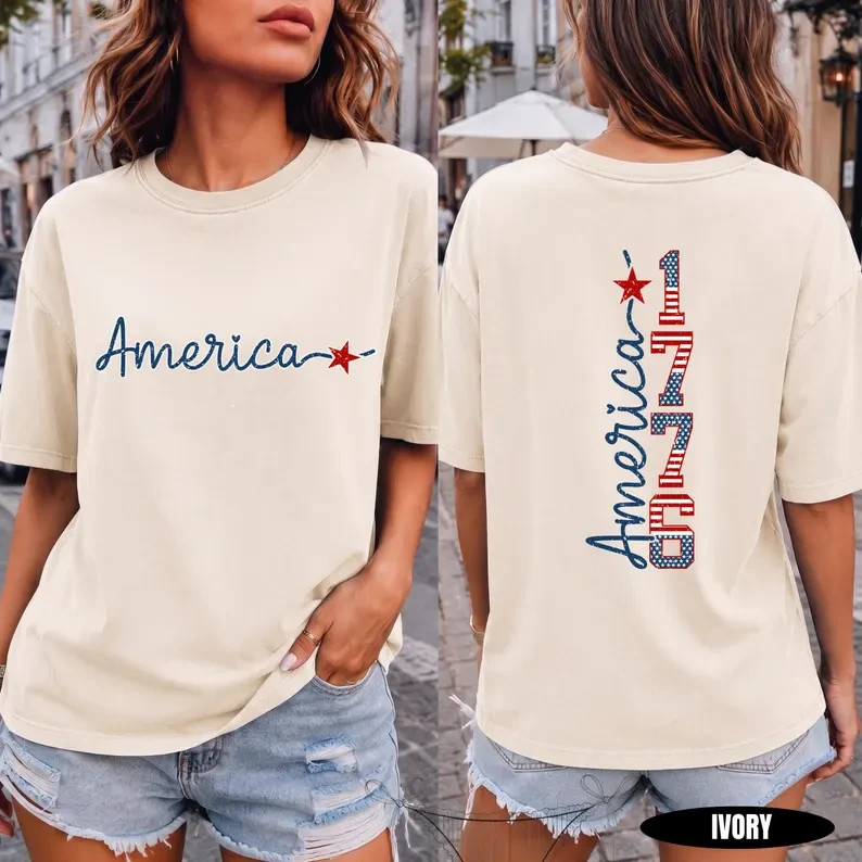 America 250 Shirt Front Back Tee | USA 1776 Spirit Patriotic T-Shirt S-5XL
