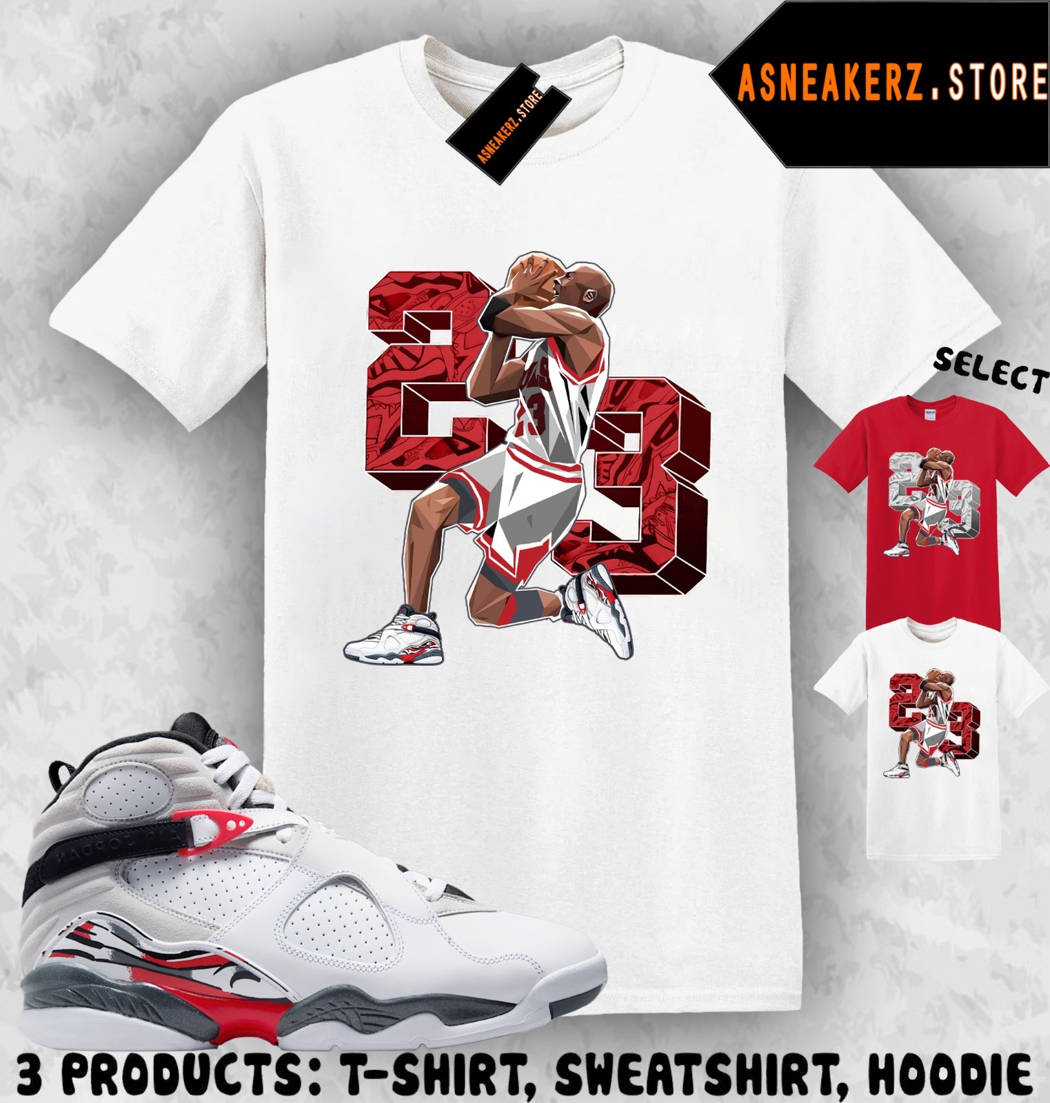 Shirt To Match AJ 8 Bugs Bunny 2025 Sneaker Matching Tee Number 23 MJ T-Shirt