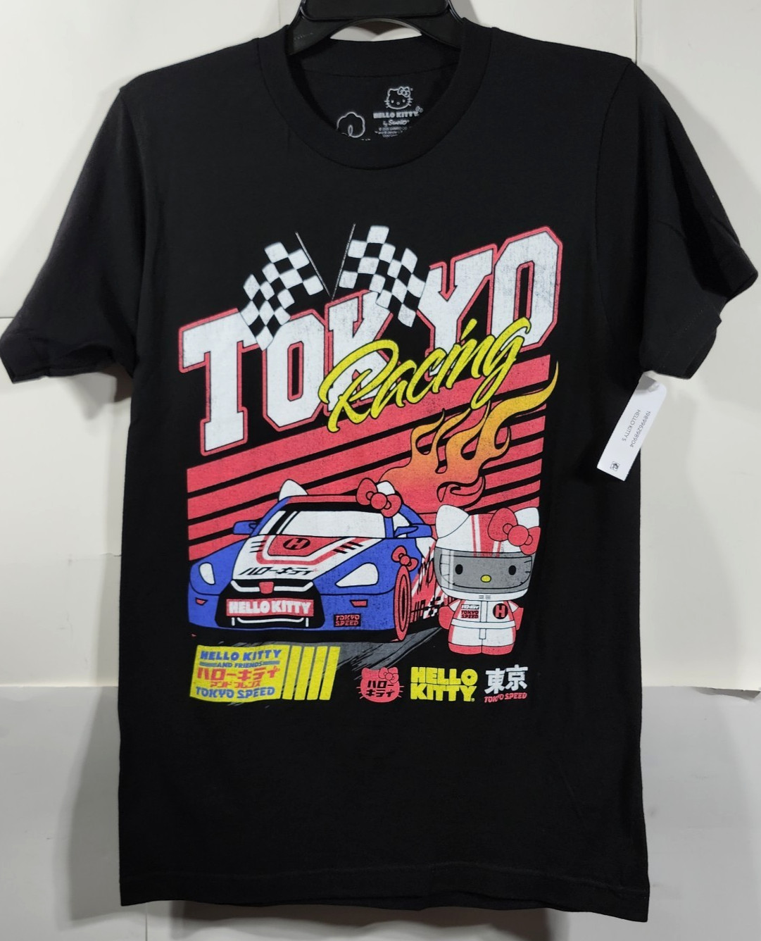 Hello Kitty by Sanrio Tokyo Racing Graphic Men’s S Black Cotton T-Shirt NEW