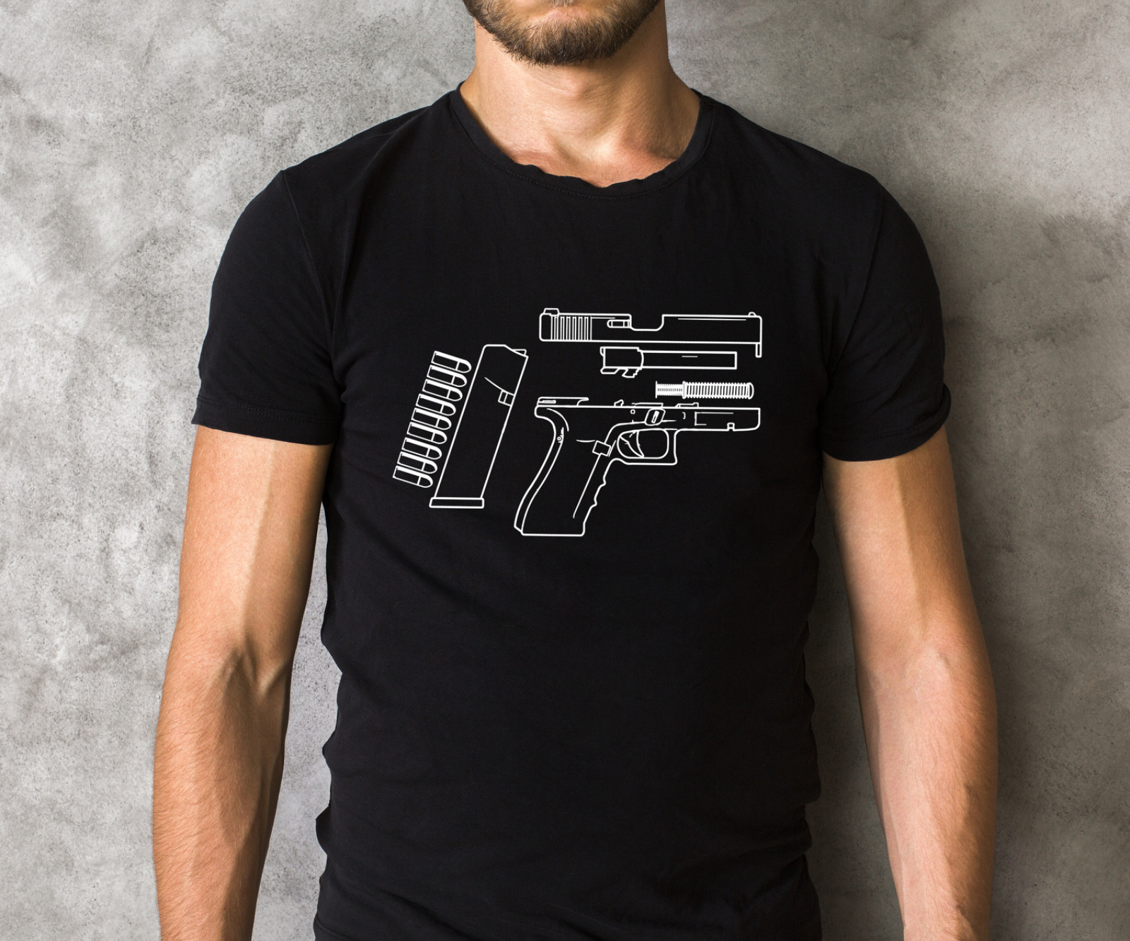 Glock T-Shirt or Sweatshirt Gun S M L XL 2XL 3XL 4XL 5XL – BLACK / NAVY Man’s
