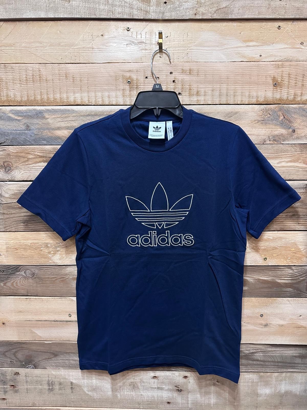 adidas Originals Men’s Outline Trefoil Cotton T-Shirt DH5783- S, Navy, Q2(D124T)