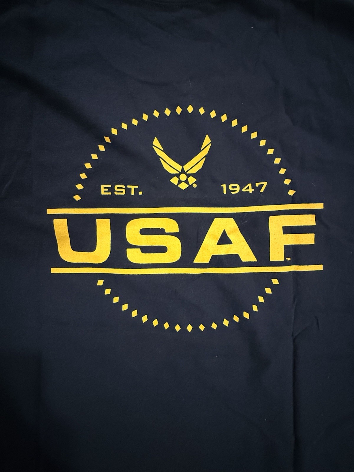 United States Air Force “USAF EST 1947” Military Logo Black T Shirt Tee – Sz L