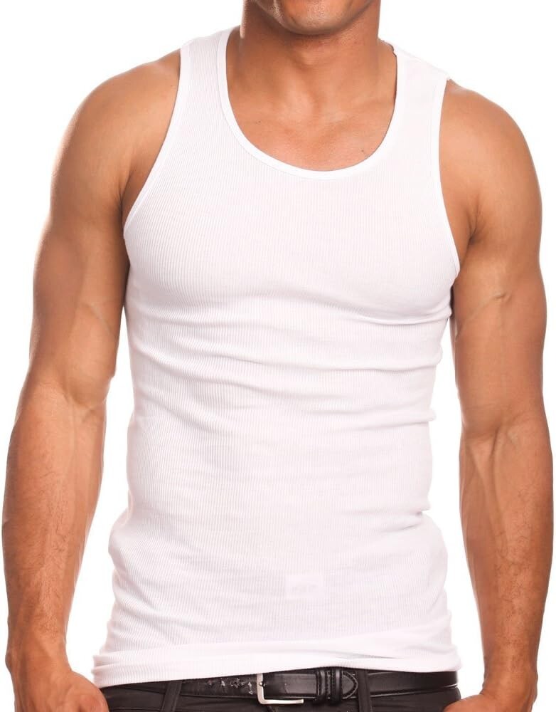 Hangout Mens A-Shirts Black Grey White Undershirt Breathable 12 Pack Size L