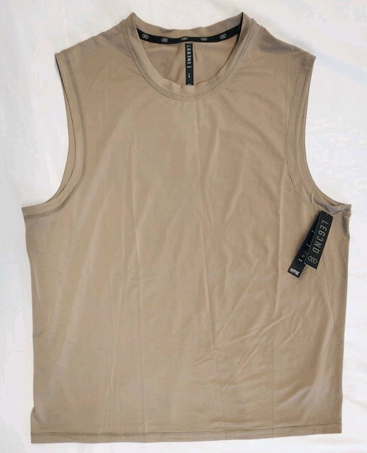 Become Legend Sleeveless Mens Shirt*Large*Brown (Gravel)*Polyester/Spandex. NWT