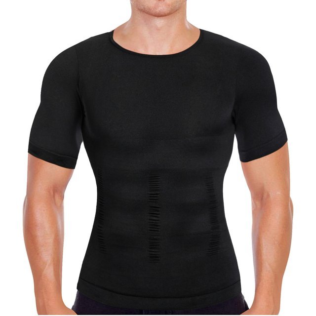 Men Compression Slim Body Shaper Gynecomastia T-shirt Posture Corrector Vests US