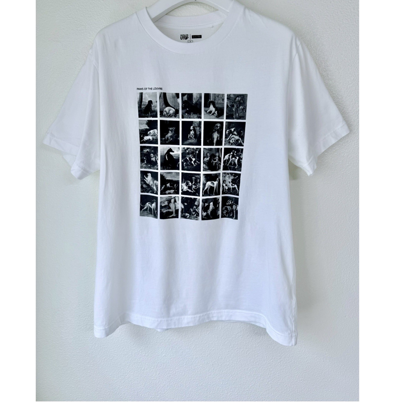 Uniqlo UTGP Louvre Museum Dog Art Graphic Tee White Size L | Paws of the Louvre