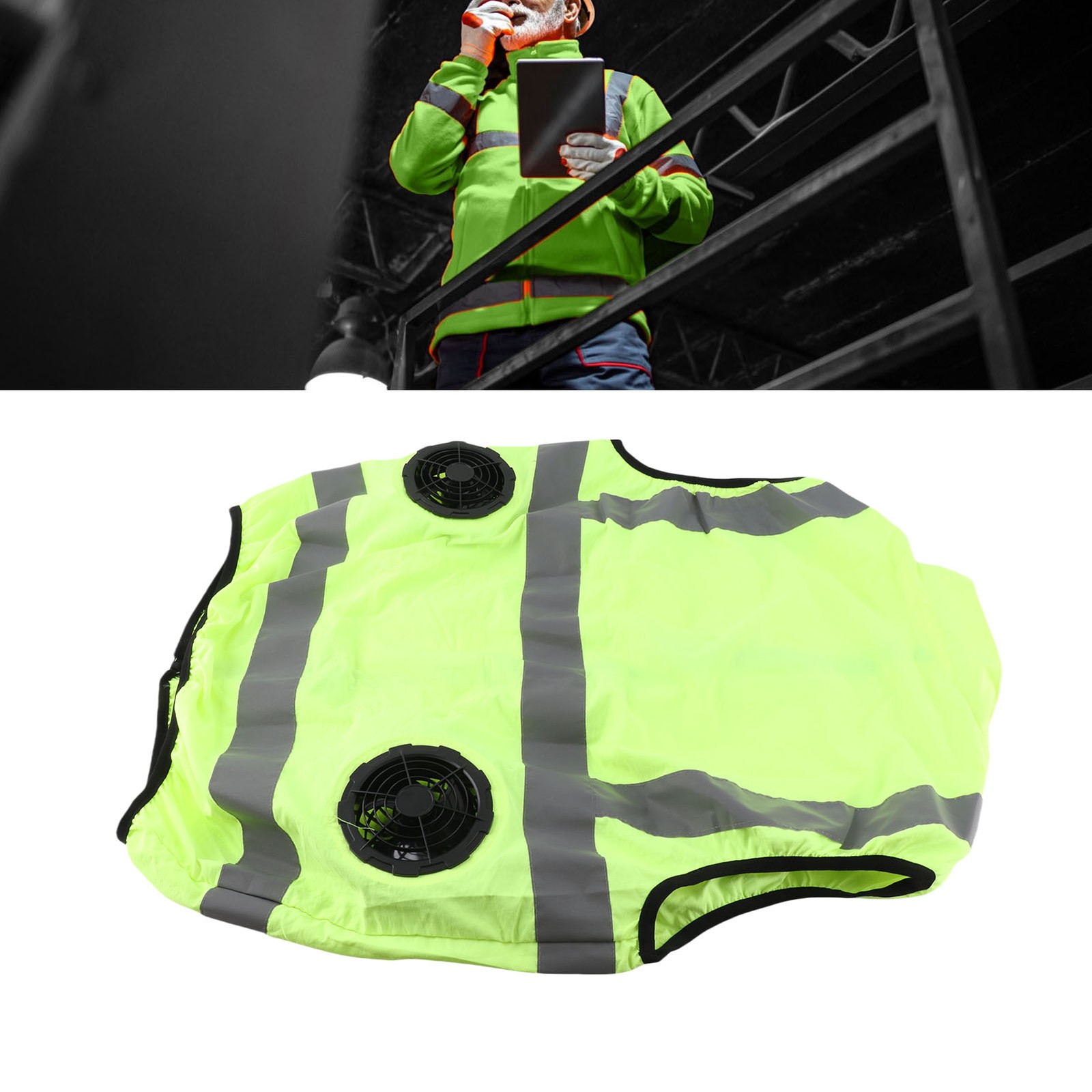 Cool Vest Summer Cooling Fan Waistcoat Air Conditioned Reflective Stripe