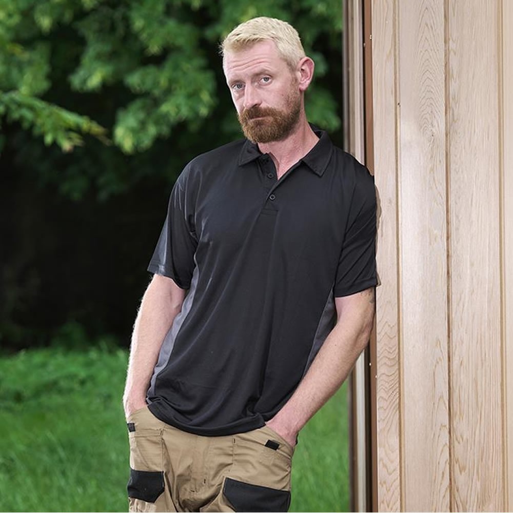 TuffStuff Mens Work Polo Shirt Quality Stay Dry Easy Care Contrast Panels Plain
