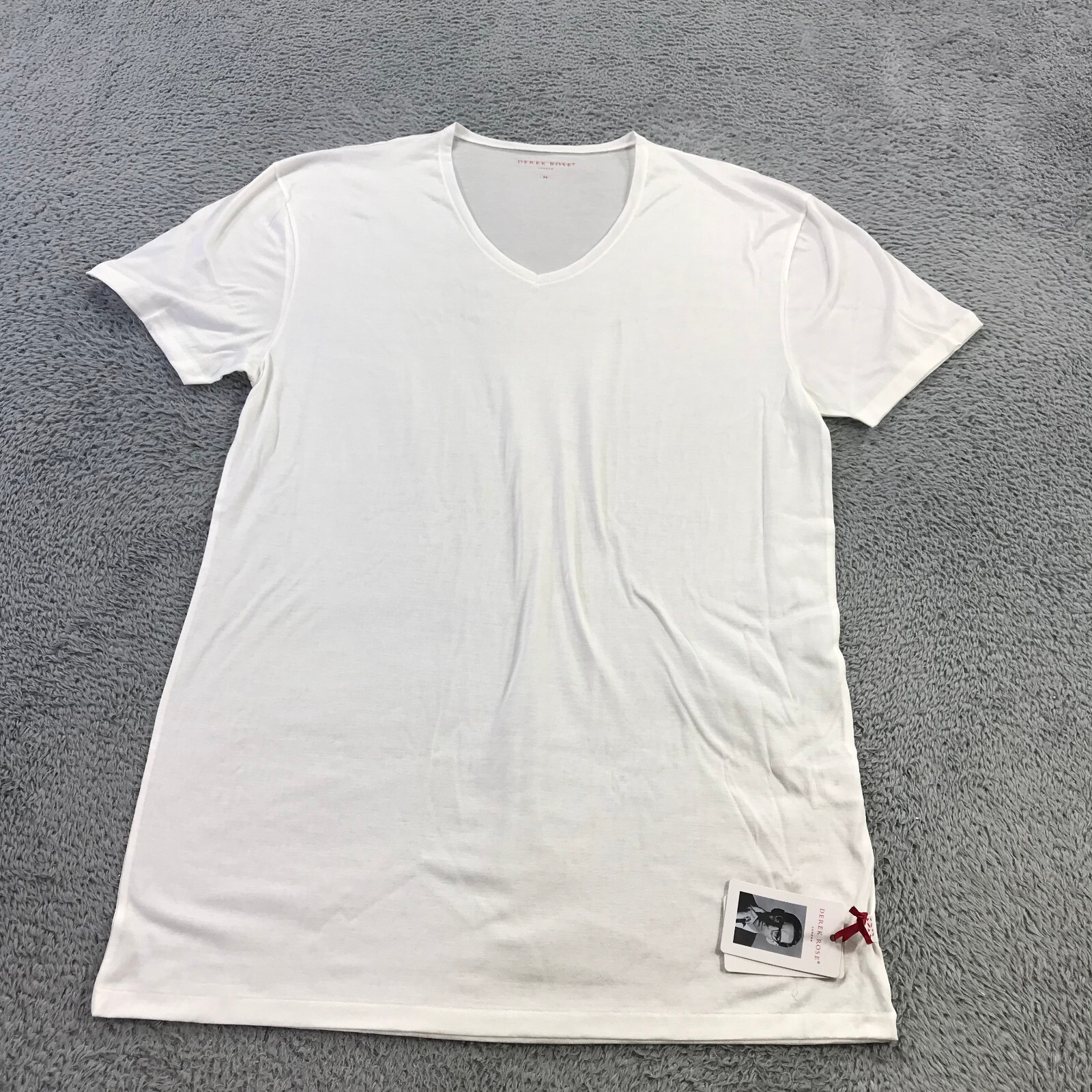 Derek Rose Shirt Mens Medium Cotton Stretch T Shirt White PJ Top $115 a3 addf