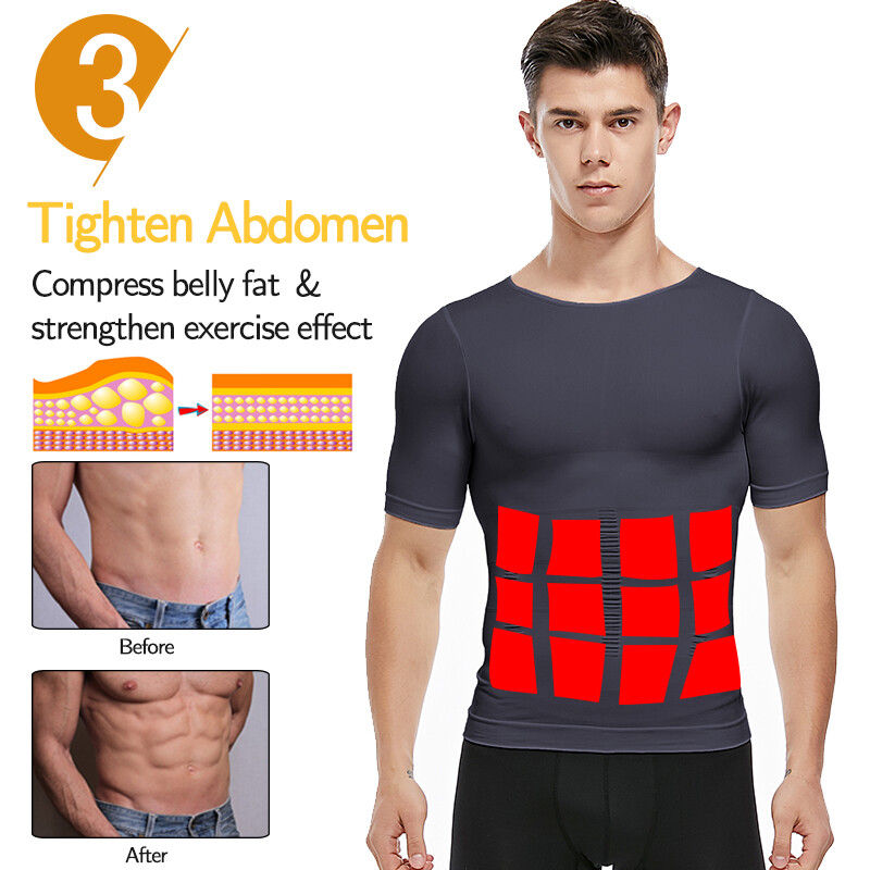 Men’s Slimming T-shirt Weight Loss Body Shaper Tank Tops Chest Compression Shirt