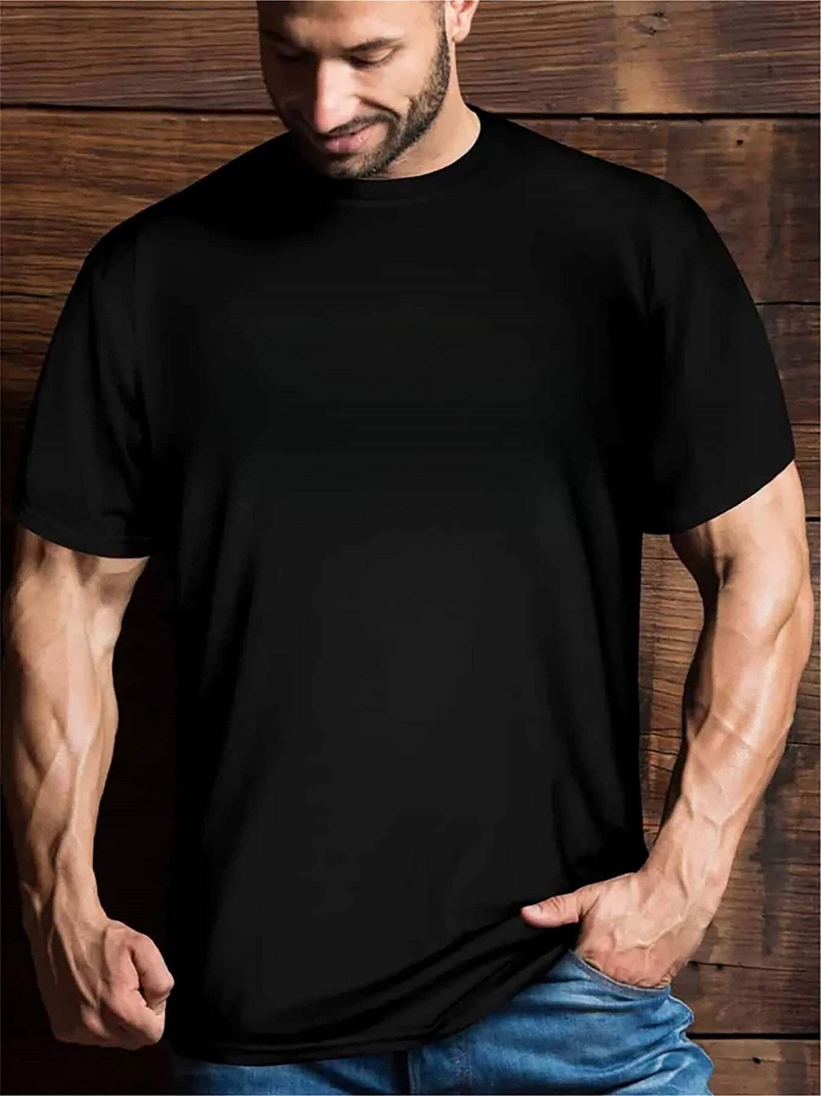 Mens Slight Stretch Skull Print Short Sleeve Crew Neck Casual T-Shirt – Soft, Br