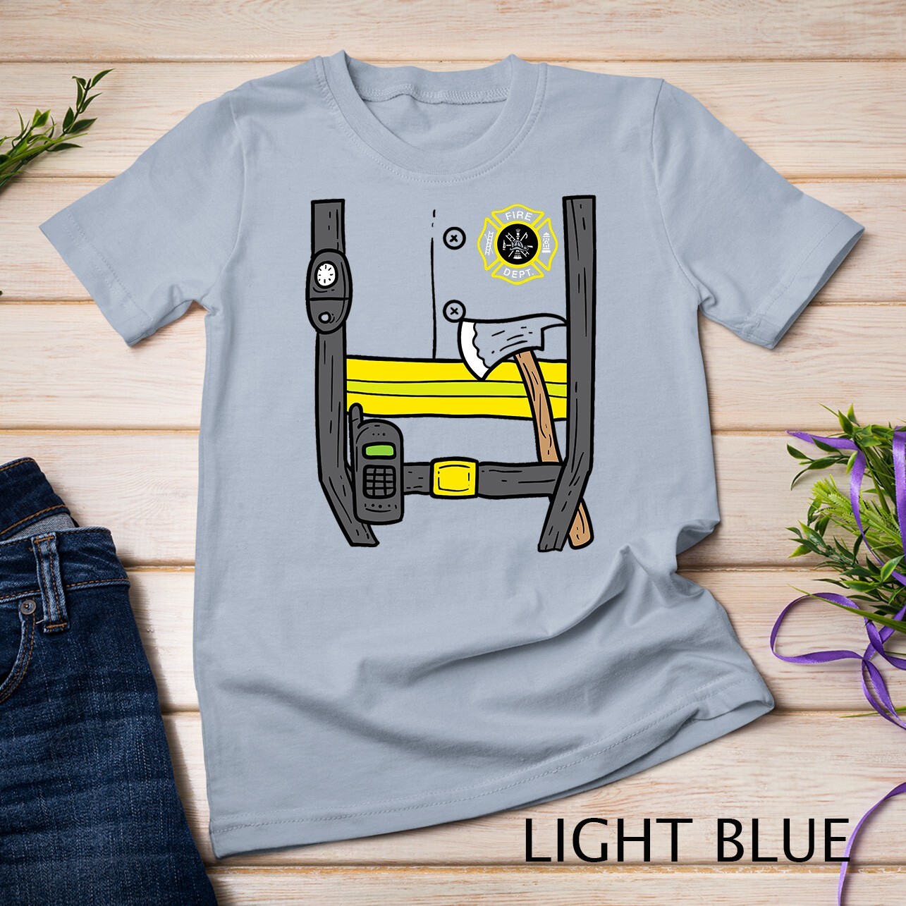 Firefighter Fireman Easy Lazy DIY Halloween Costume Boys T-Shirt Unisex T-shirt