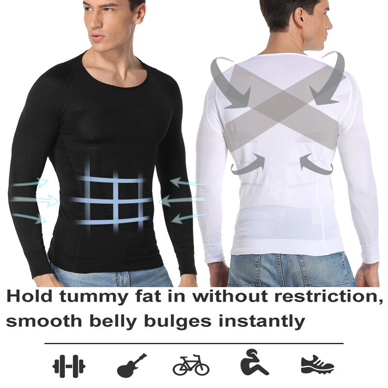 Men’s Slimming Body Shaper Tummy Control Shapewear Compression T-Shirt Vest Tops