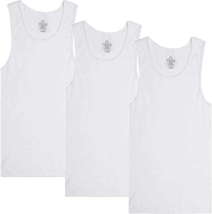Lot 3-12 Packs Men 100% Cotton Ribbed Tank Top A-Shirt Wife Beater Undershirts