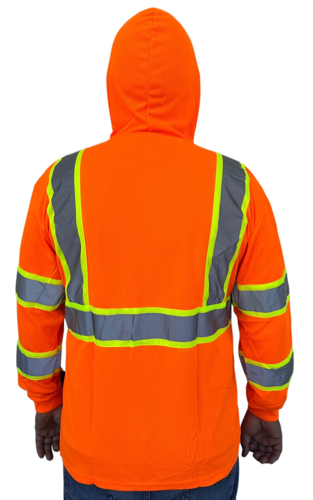 Hoodie Orange High Visibility Safety Shirt With Reflective Stripes