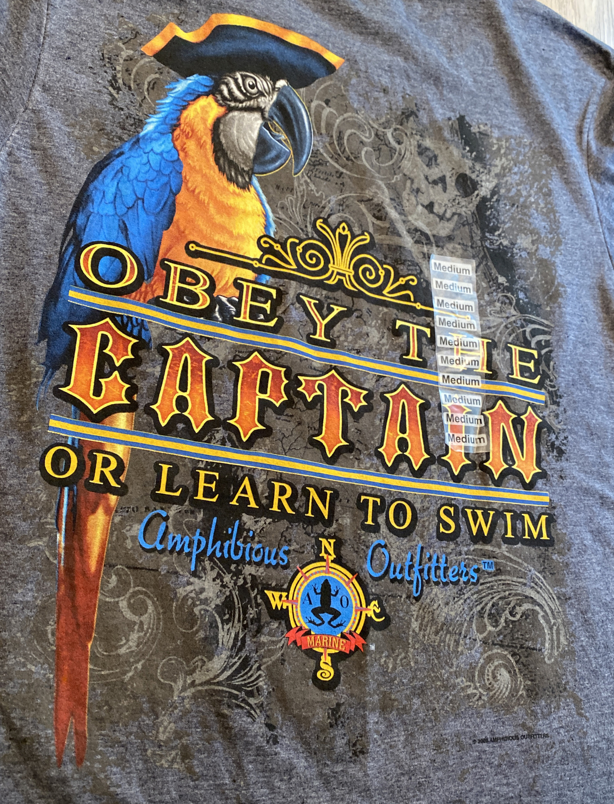 Amphibious Outfitters Mens Short Sleeve T shirt Captains Law 2008 M NWOT