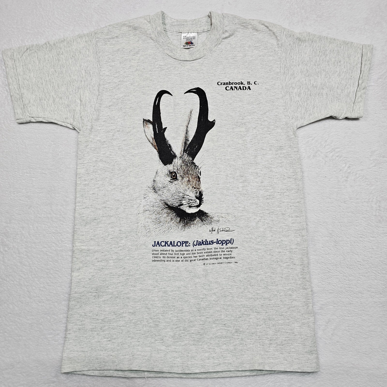 Vtg 90s Jackalope T Shirt Mens M Canada Fruit Of The Loom Single Stitch Hunting