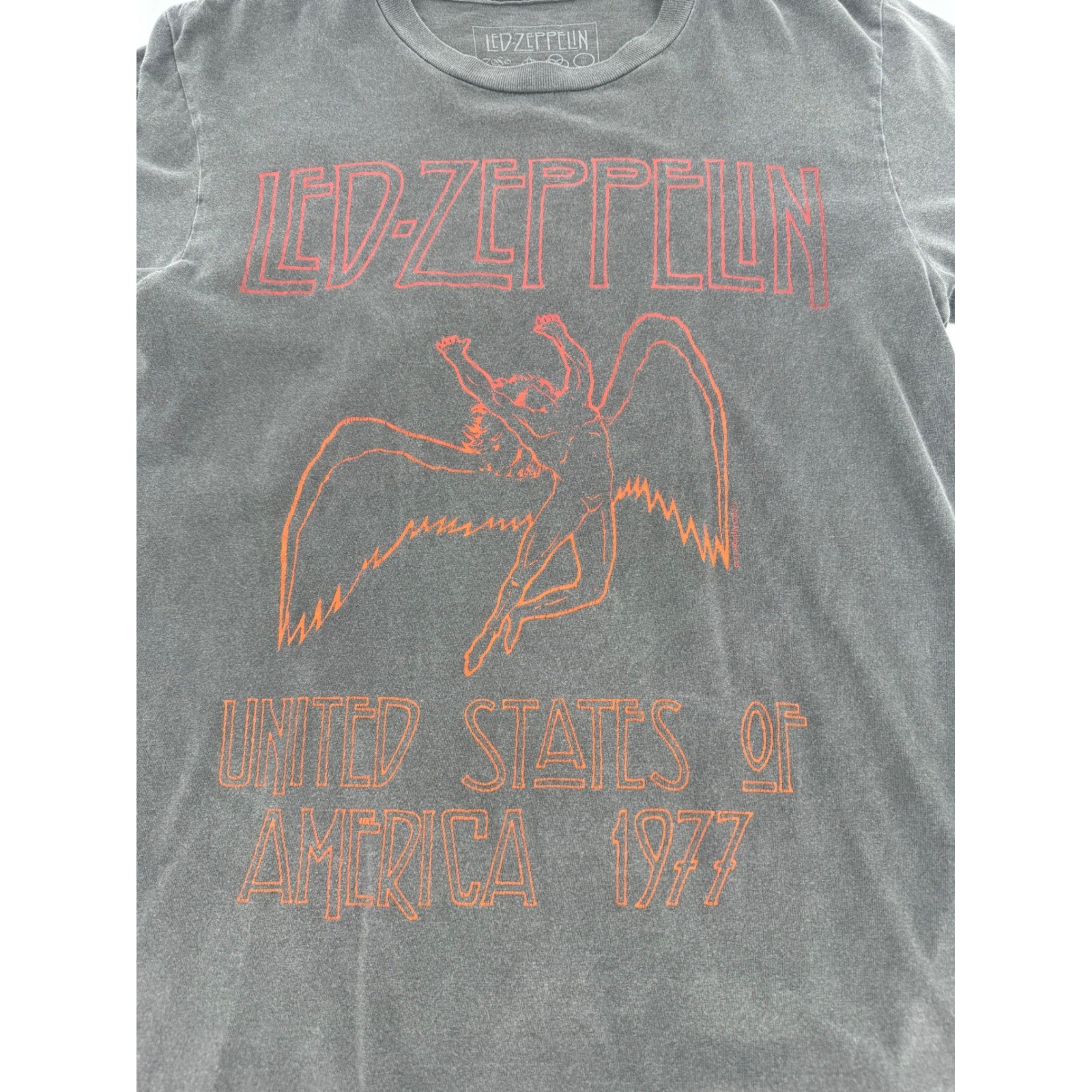 Led Zeppelin USA 1977 Tour Graphic Tee Life Clothing Co Charcoal Grey Small