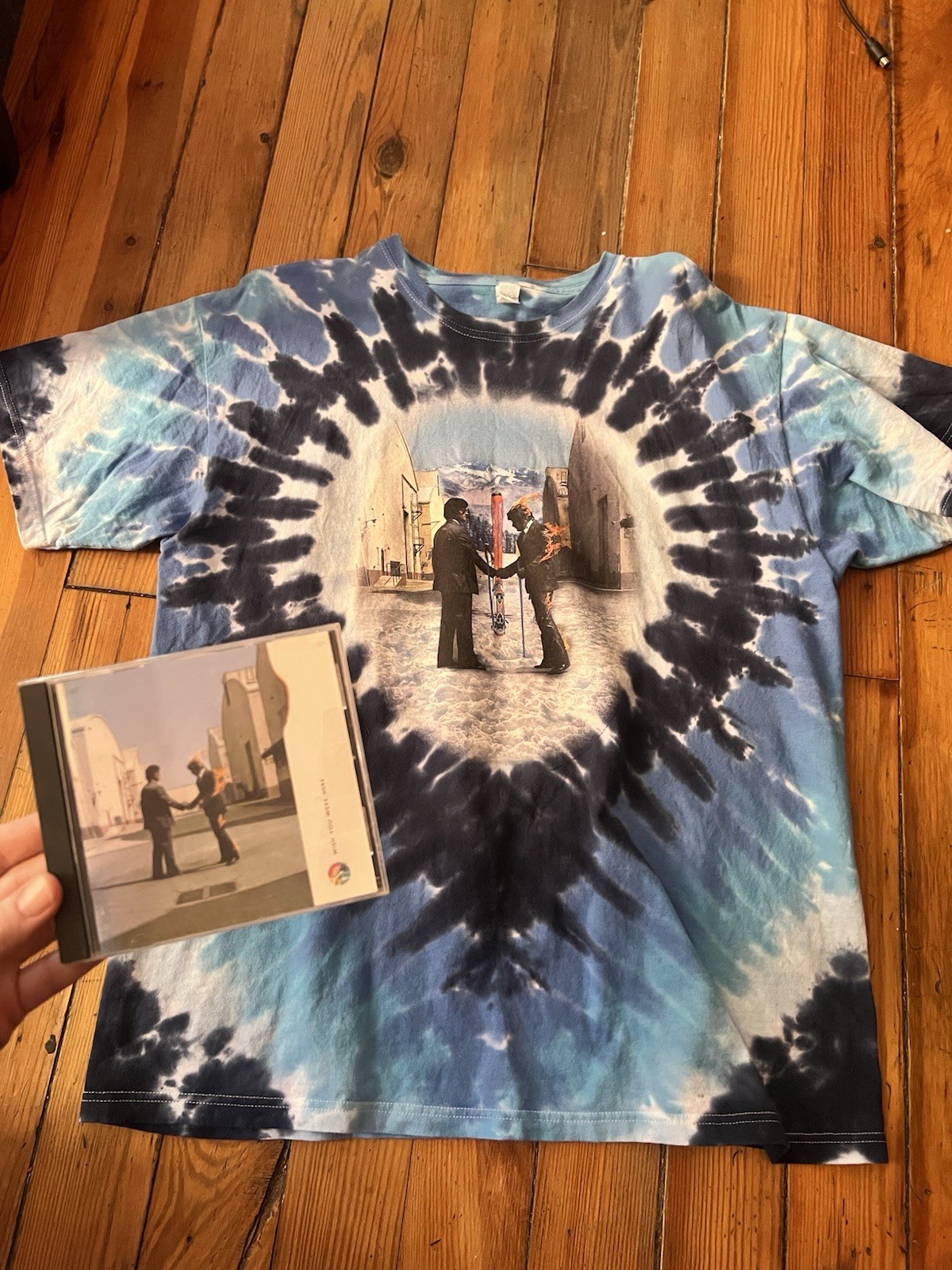 Pink Floyd Wish You Were Here Tie Dye XL Shirt Bundle With CD Front & Back Graph