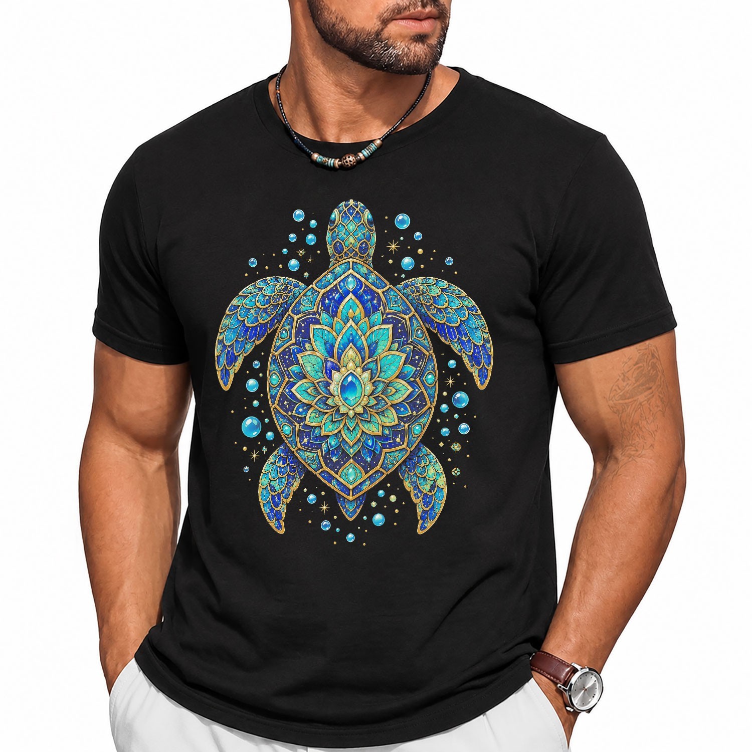 Colorful Sea Turtle T-Shirt For Beach Lovers Ocean Style Graphic Apparel Gift