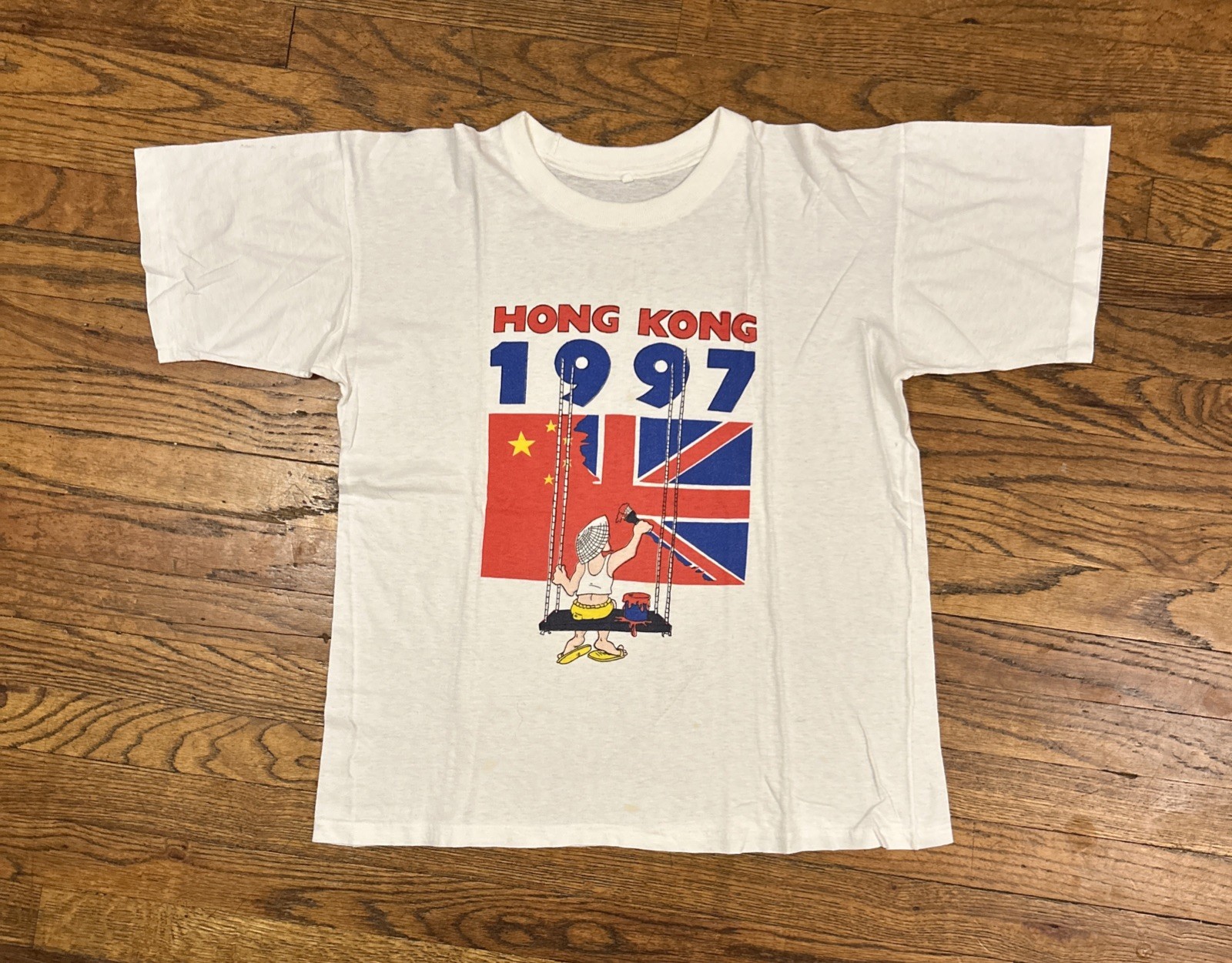 Vintage Hong Kong Size Small 90s Independence China Flag Shirt 1997