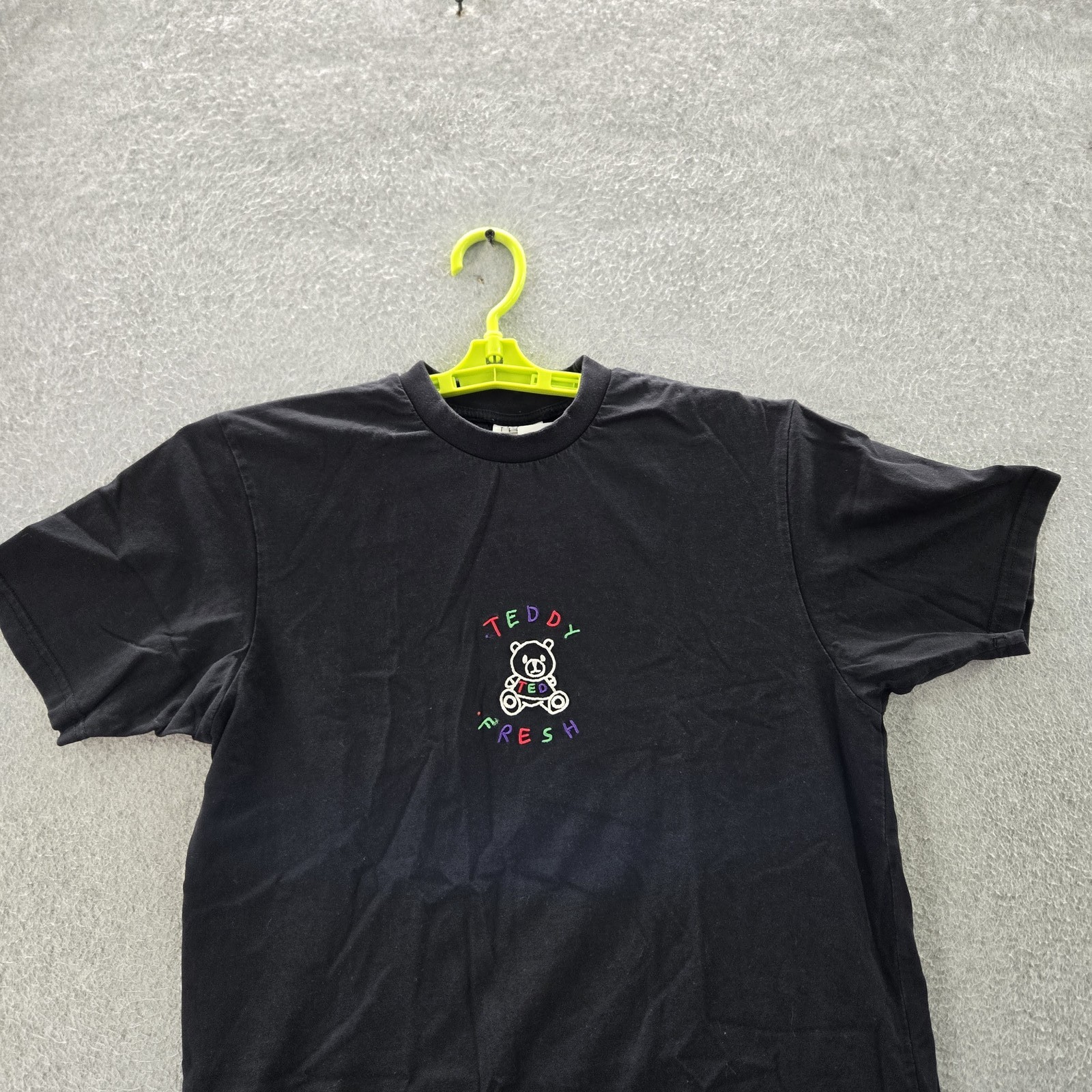 Teddy Fresh Men Shirt S Black Bear Logo Embroidered Short Sleeve