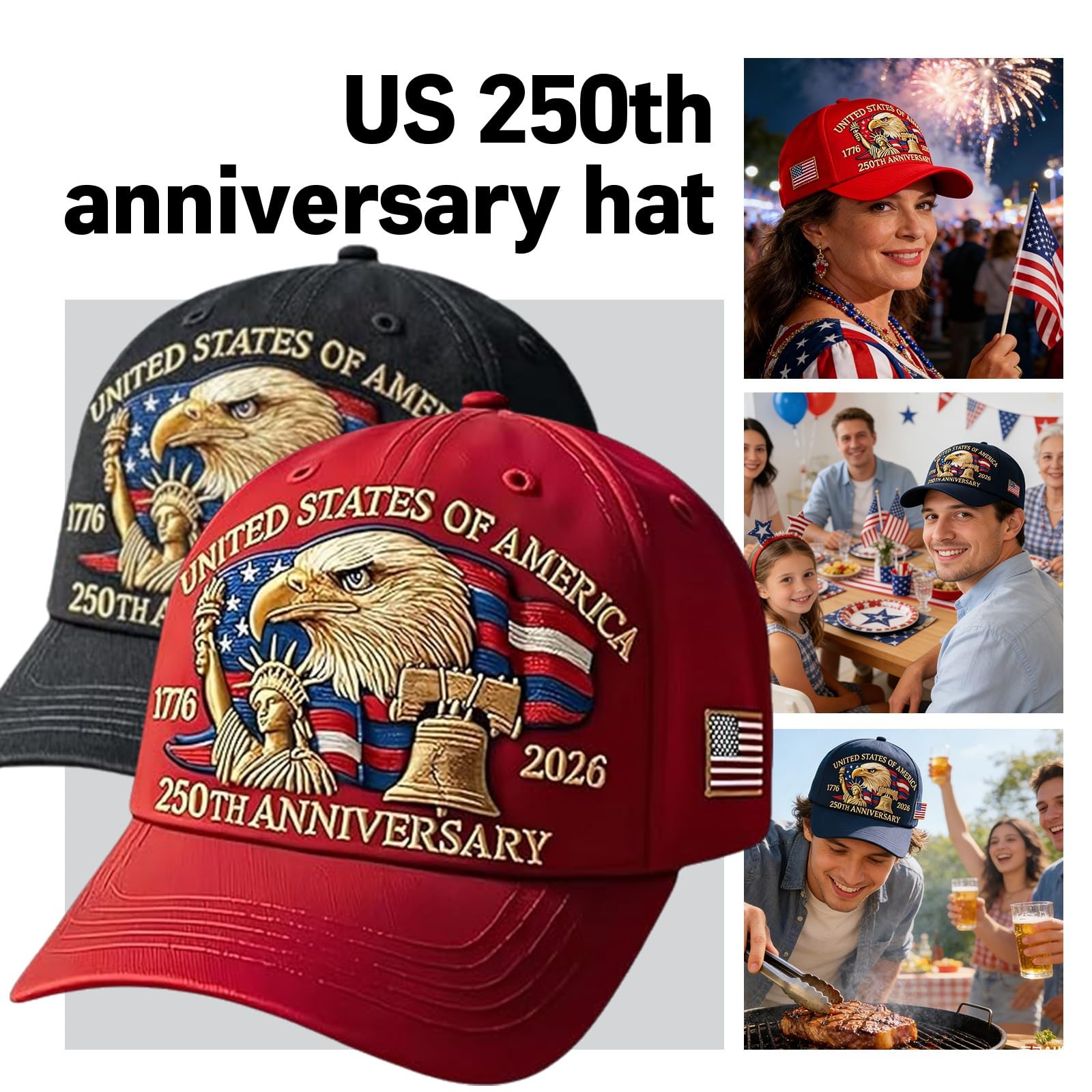 250th Anniversary USA Hat Adjustable United States 250th Anniversary Hat Ret…