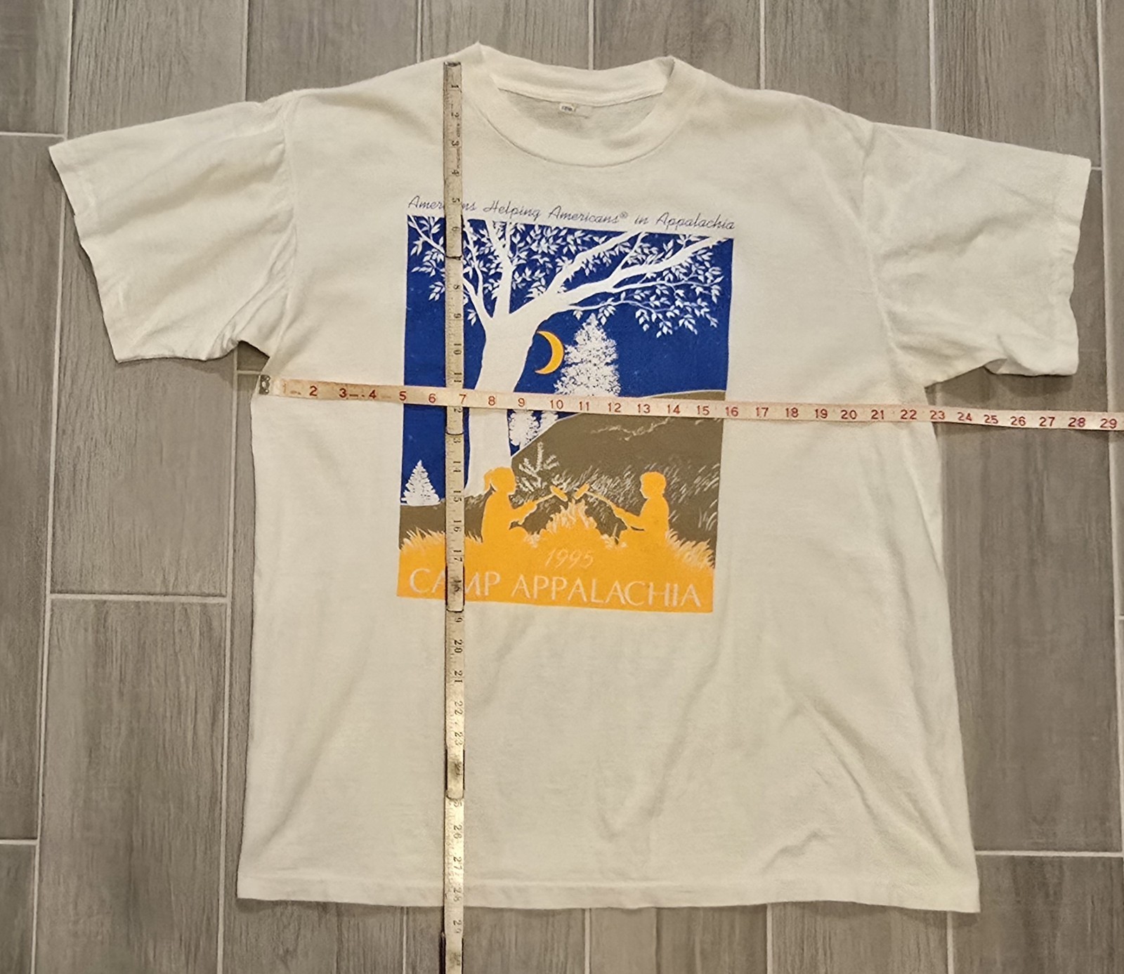Vintage Single Stitch Shirt Camp Appalachia Mens XL Graphic White 90’s USA 1995