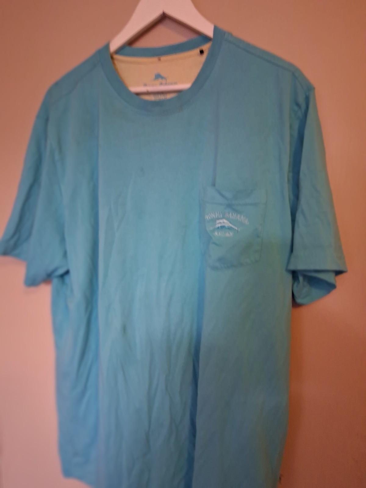 Tommy Bahama Men’s L/G Blue Relax Short Sleeve Crew Neck Pocket Marlin Logo Tee
