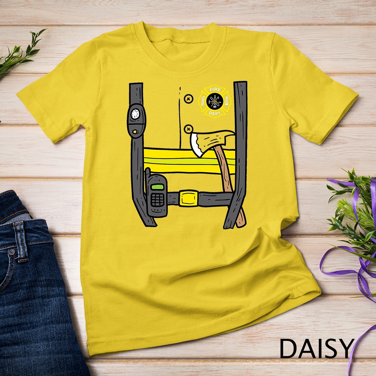 Firefighter Fireman Easy Lazy DIY Halloween Costume Boys T-Shirt Unisex T-shirt