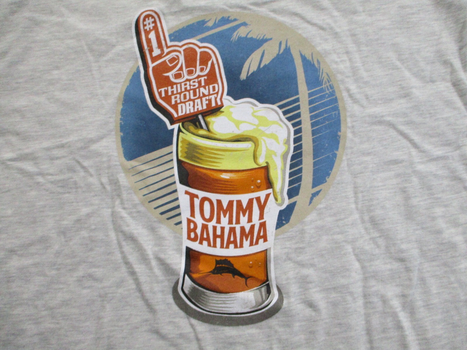 Tommy Bahama Men Beer Shirt Medium Gray Football Thirst Round Draft Crew Tee New