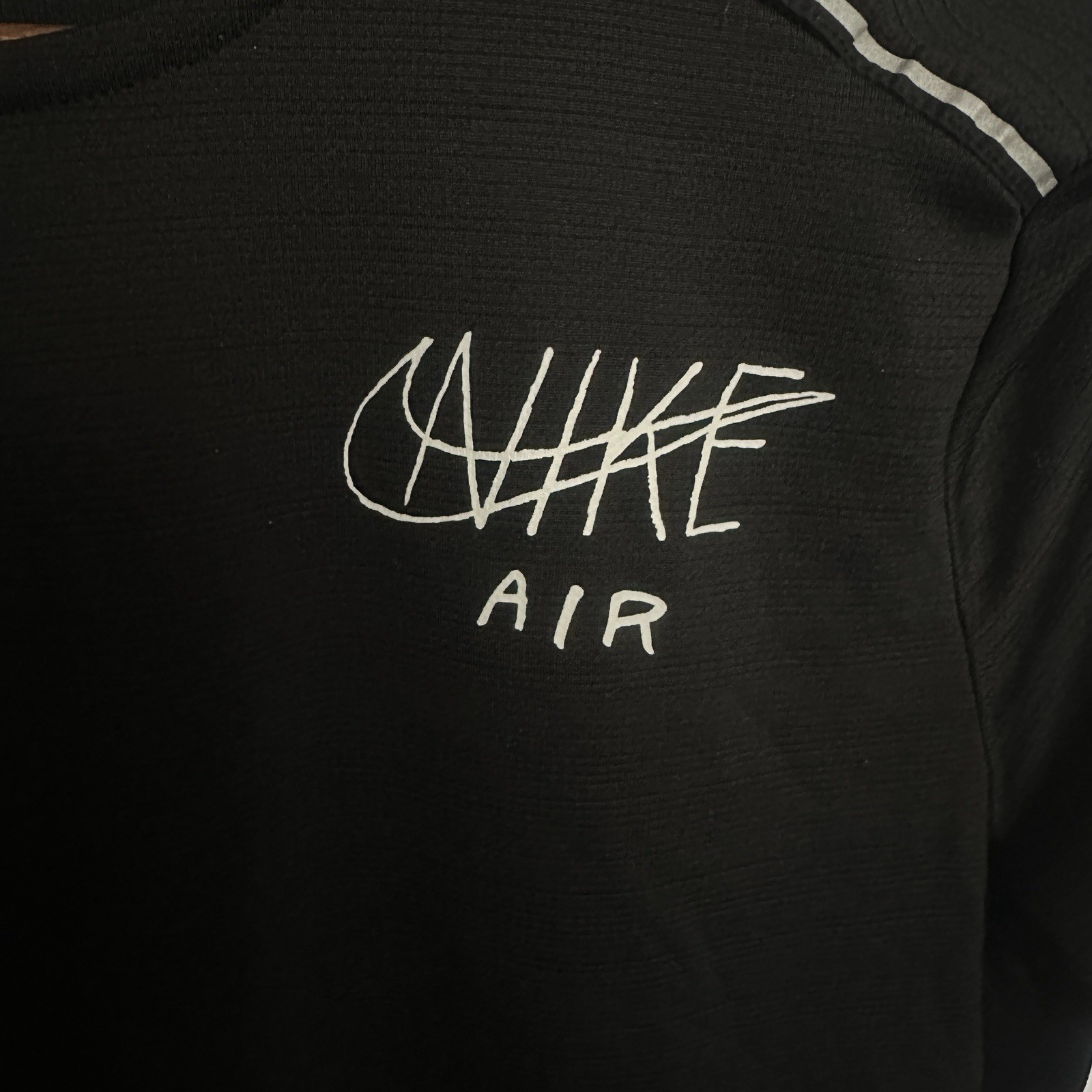 Nike Dri-FIT Running Shirt Mens M Black Reflective Swoosh Graphic
