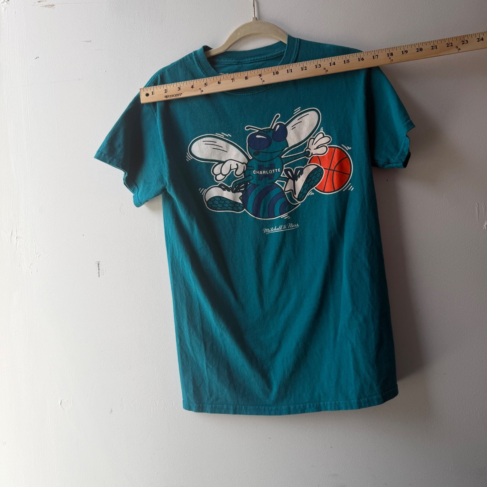 Mitchell & Ness Charlotte Hornets Teal Graphic T-Shirt Mens Small NBA Basketball