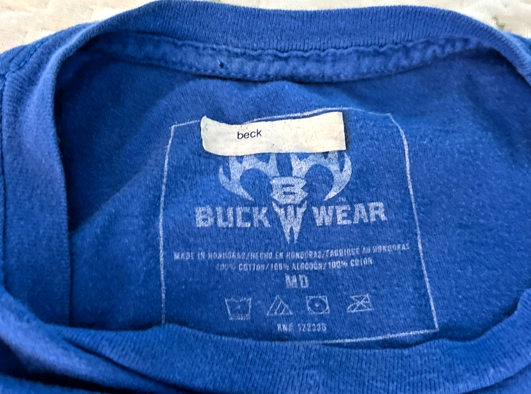 Buckwear “Home of the Free, Home of the Brave” Blue T-Shirt, Med. Mens