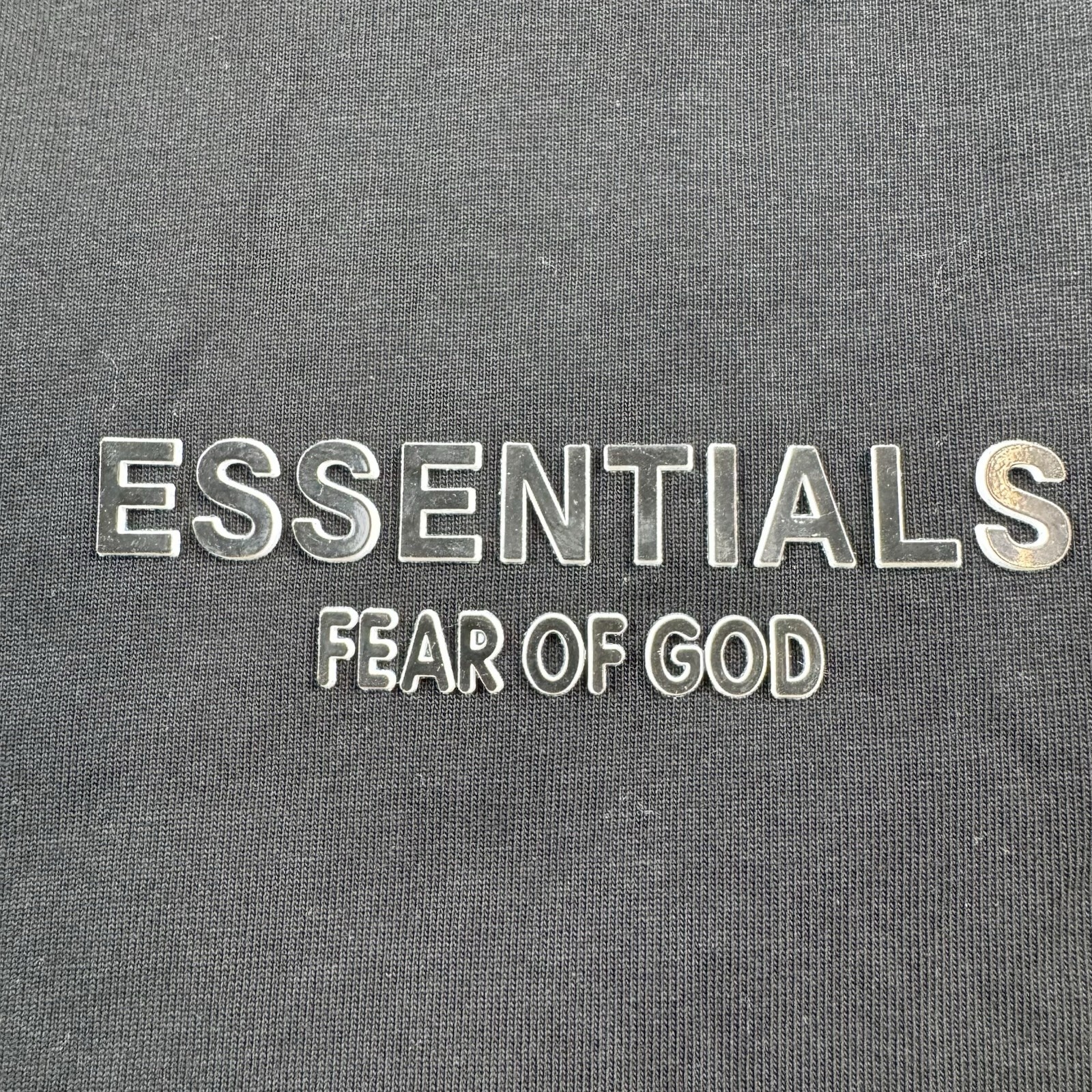 Fear of God Essentials Crewneck Knit T-Shirt Men’s Size XXL Black Plastic Logo