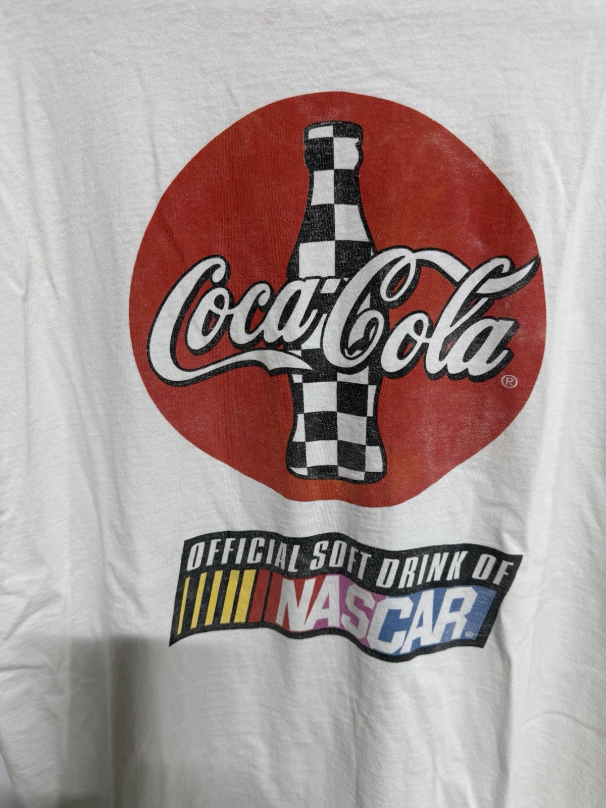 Vintage Coca Cola T-shirt XL NASCAR Hanes Used Distress. Fast Shipping