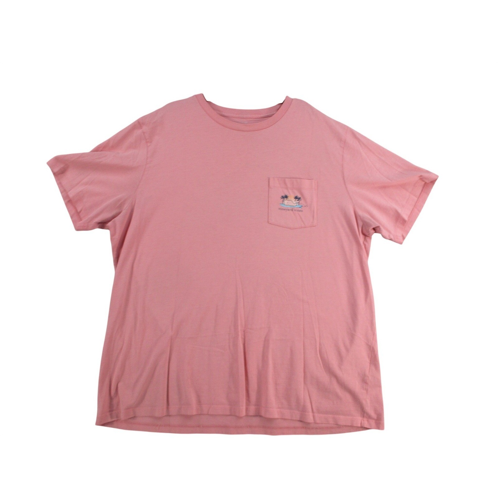 Vineyard Vines Mens XL Pink Surfboard Whale Graphic Pocket T-Shirt Short Sleeve