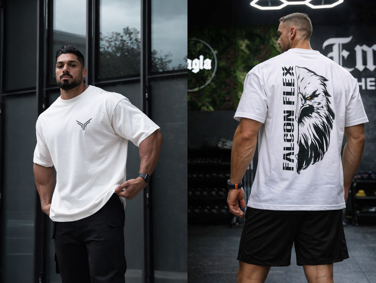 Falcon Flex Men’s Oversized Heavyweight Cotton T-Shirt Gym Training Streetwear