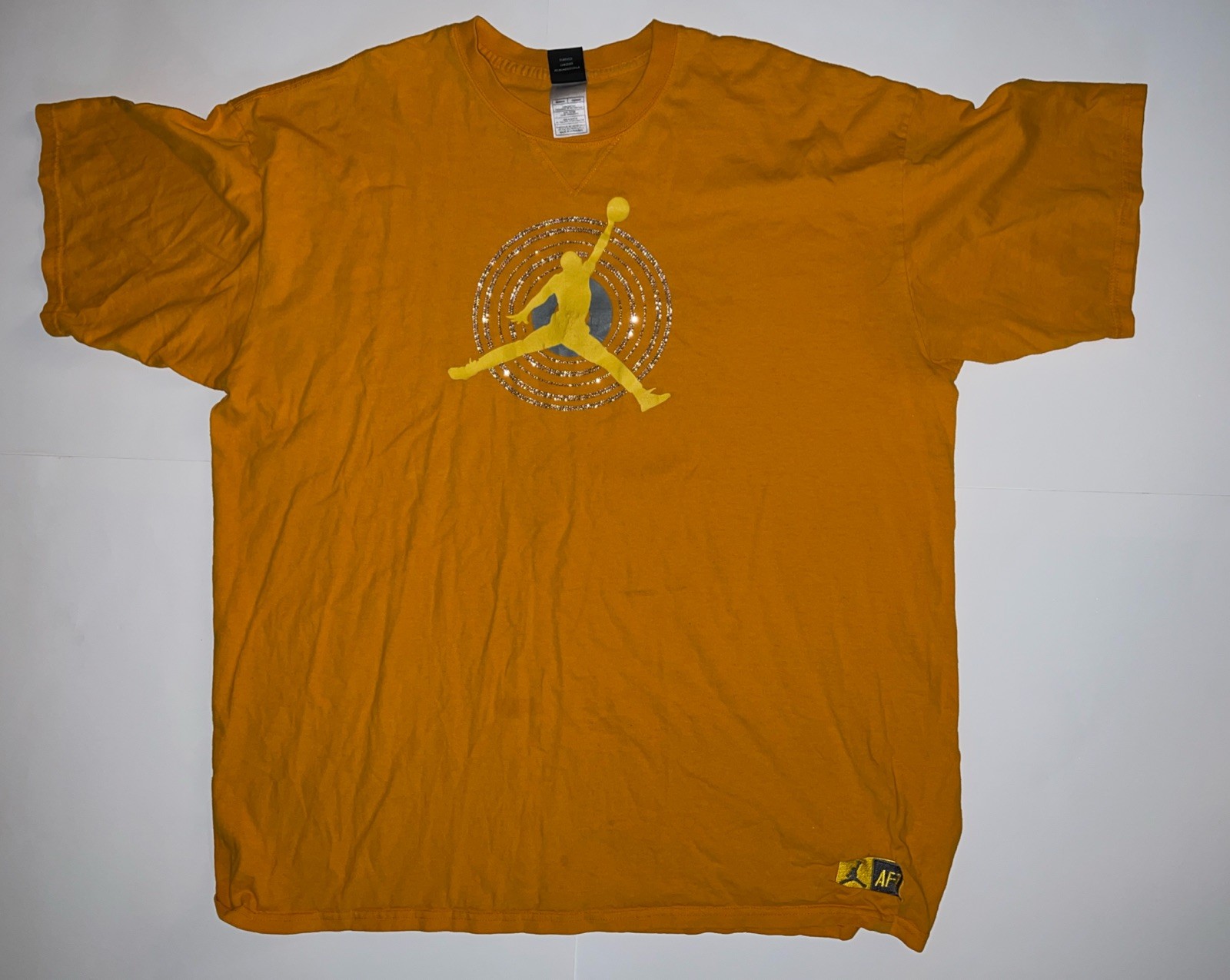 Vintage Air Jordan Orange Silver Af1 T-Shirt Basketball Print size XXXL 3x Brand