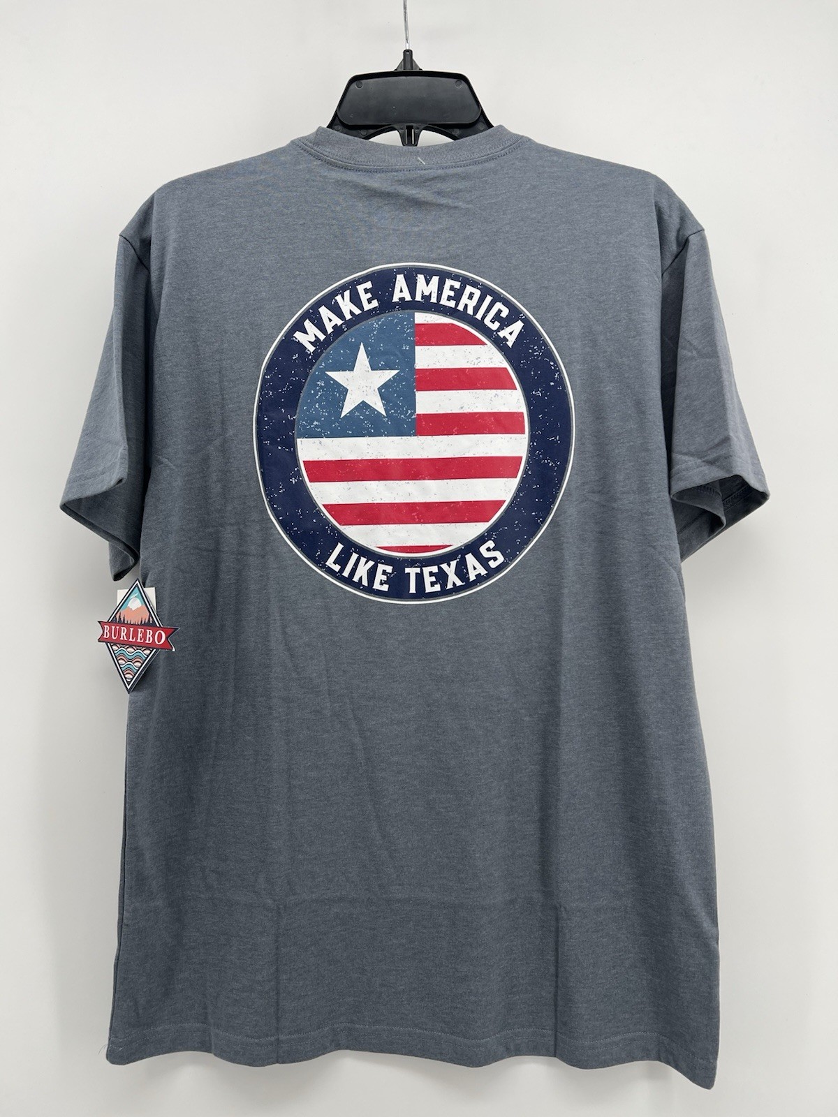 Burlebo Make America Like Texas Tee Men’s Heather Gray Short Sleeve Graphic XL